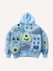 Cute patchwork one-eyed monster fashion sweatshirt