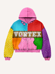 Four-piece color-blocked high-end washed sweatshirt