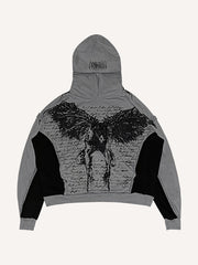 Colorblock design street dark style printed sweatshirt