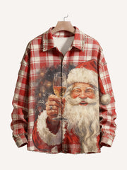 Cheers to Christmas! Checkered print collared shirt