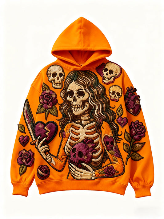 Fashionable and warm skull Halloween give you my heart print sweatshirt