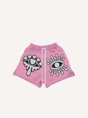 Eye&Heart Print Drawstring Waist Shorts