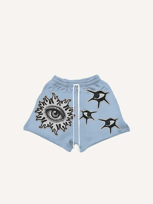 Shorts mit Kordelzug in der Taille und Eye Faux Decal-Print