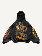 Fitness Barbell Giant Wolf Street Tattoo Sweatshirt