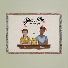 You, me, and the cats Woven Blanket