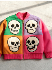 Cute skull baseball jacket