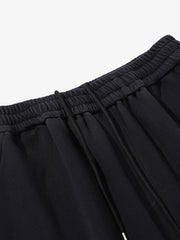 French Terry Distressed Gradient Drawstring Wide Leg Pants