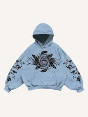 Figure&Eye&Graphic Print Slant Pockets Hoodie