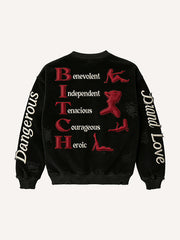 Do not touch the dangerous woman is red lips corduroy print sweatshirt