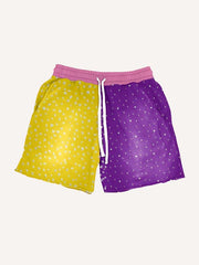 Four-panel color-blocked high-end washed shorts