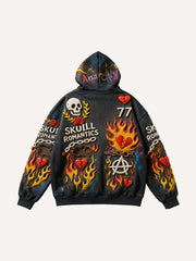 Trendy multi-color hooded sweatshirt with foam print effect