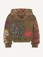 The Evil Dead Hell Skull Hate Print Distressed sweatshirt