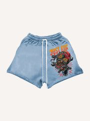 Retro Teng Snake Giant Ape Tattoo Shorts