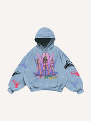 Sexy girl print distressed street style sweatshirt