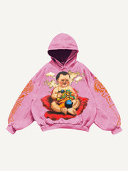 Hand-painted Fuwa hoodie attracting wealth and fortune
