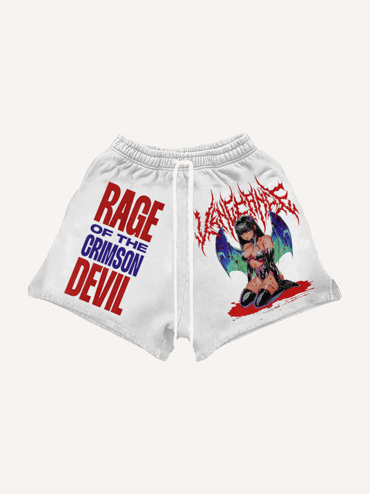 Hand-painted sexy female devil textured shorts