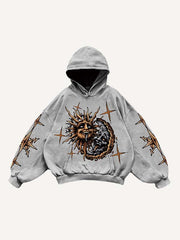 Evil Sun&Moon&Graphic Print Slant Pockets Hoodie
