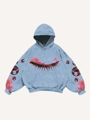 Eye Print Slant Pockets Hoodie
