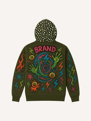 Space Monster Attack Printed Hoodie