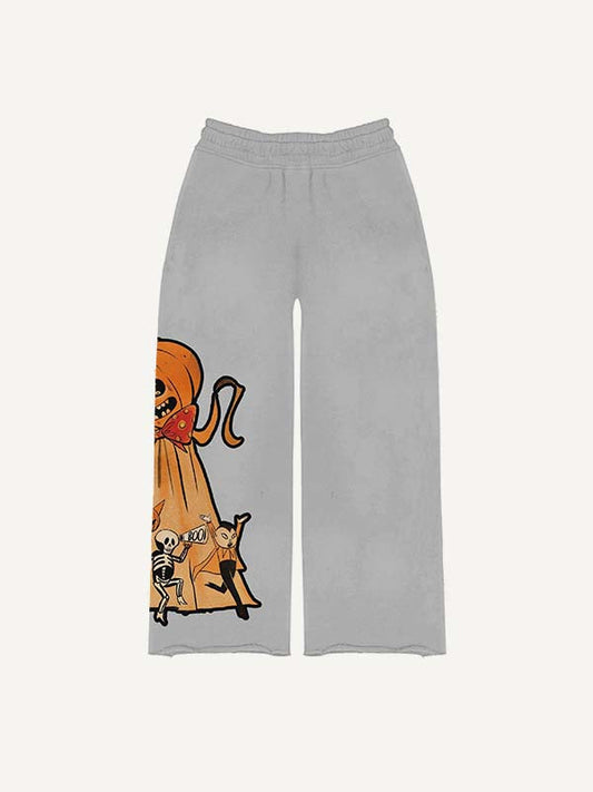 Halloween Ghost Graphic Animal Print Elastic Waist Pants