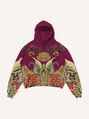 Retro floral high-end fabric printed sweatshirt