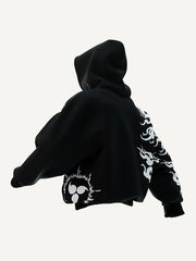 3D three-dimensional tailoring hooded white flame hoodie
