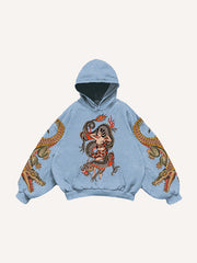 Japanese style retro two-headed snake women's sweatshirt