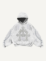 Rhinestone Heavy Industrial Light Luxury Hooded Sweatshirt