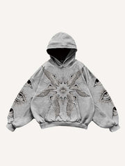 Wing Eye Graphic Print Slant Pockets Hoodie