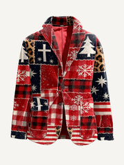 Merry Christmas! Multi-colored Snowflake Print Corduroy Suit