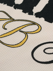 Retro Letter Print Waffle Simplicity Long-Sleeved T-Shirt