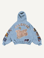 Patchwork distressed fashion authentic sweatshirt