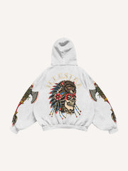 Retro Chieftain Tattoo Style Print Sweatshirt