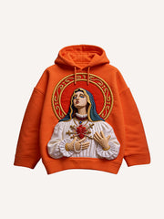 Virgin Mary Faith Always In My Heart Y2K Graphic Hoodie