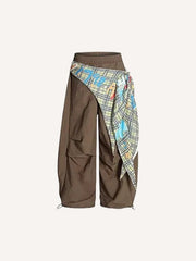 Hip-hop distressed patchwork street trousers