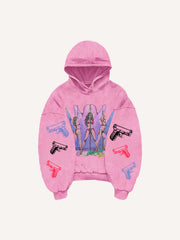 Sexy girl print distressed street style sweatshirt