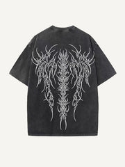 Retro dark style printed double-sided short sleeves