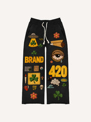 Fashionable Christmas and four-season pants with multi-pattern patchwork prints