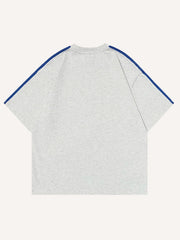 Letter&Stripe Print Round Neck T-shirt