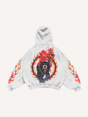 Flame Devil Tattoo Style Print Sweatshirt