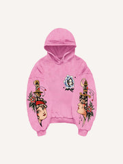 Retro girl print sweatshirt