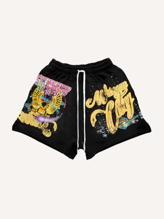 Y2K trendy hooded print shorts