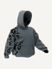 3D three-dimensional tailoring hooded white flame hoodie