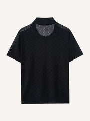 2026 New High-End Street Style Lapel Jacquard Short-Sleeve T-Shirt