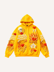 Trendy multi-color hooded sweatshirt with foam print effect