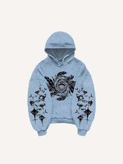 Figure&Eye&Graphic Print Slant Pockets Hoodie