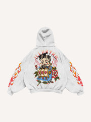 Comfortable gourmet character tattoo print sweatshirt