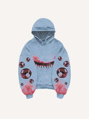 Eye Print Slant Pockets Hoodie