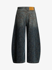 Denim Street Leopard Print Barrel Jeans - 2458