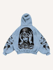Figure&Eye&Graphic Print Slant Pockets Hoodie